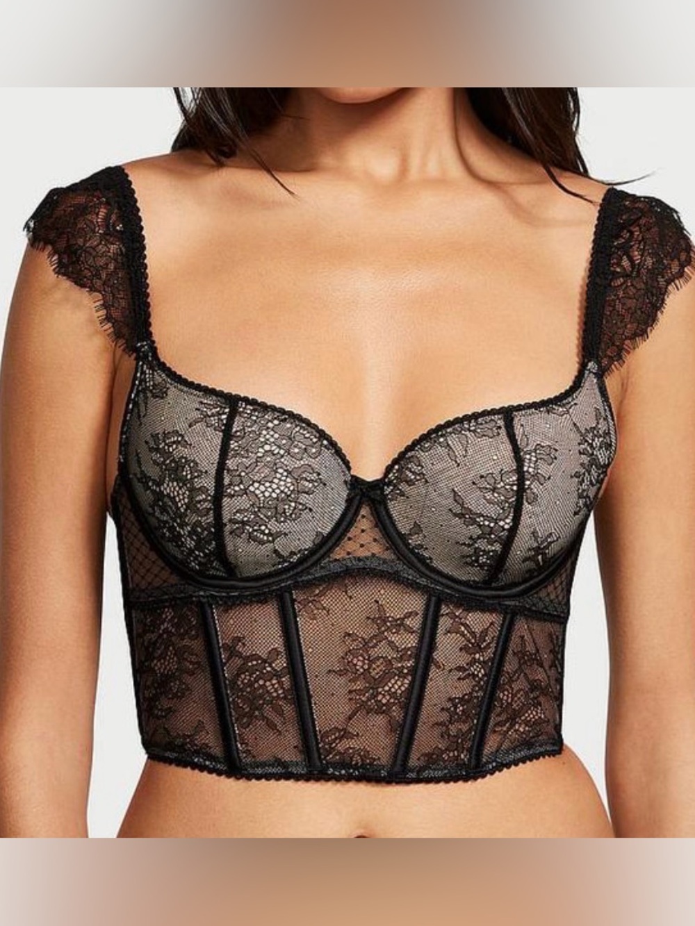 NWOT- Victoria’s Secret ‘Dream Angels Cap Sleeve Lace’ Corset /Boustier Bra